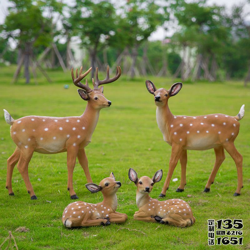 公園玻璃鋼仿真動物梅花鹿雕塑 公園玻璃鋼仿真動物梅花鹿雕塑