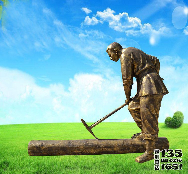 景區(qū)創(chuàng)意玻璃鋼仿銅農(nóng)民砍伐木材人物雕塑 景區(qū)創(chuàng)意玻璃鋼仿銅農(nóng)民砍伐木材人物雕塑